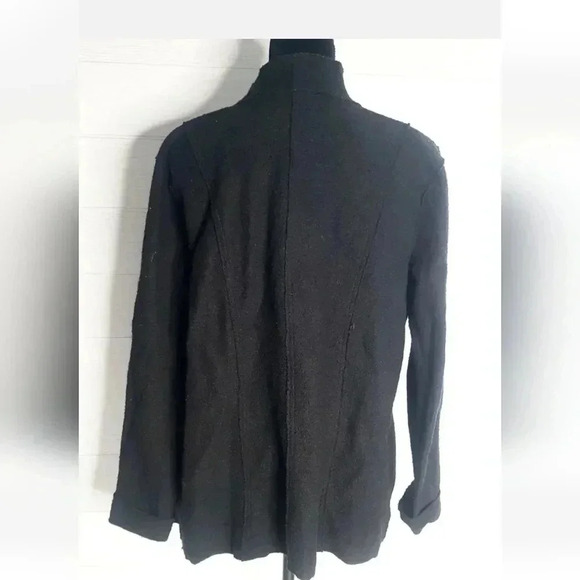 Maison Cinqcent Womens 100% Wool Open Cardigan  Black Rolled Up Sleeve sz L - Picture 3 of 8